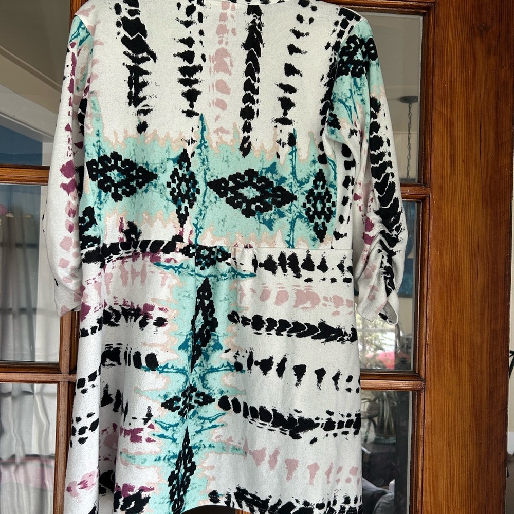 Chic Open-Front Cardigan - Black, White, Pink, Teal - Picture 3 of 3